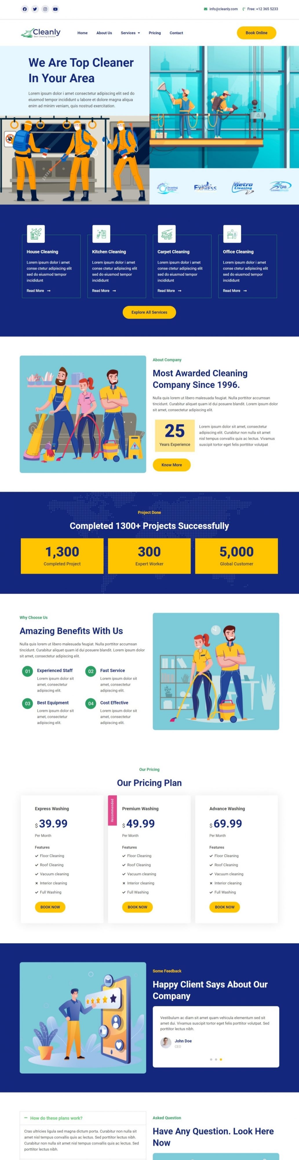 Cleanly Cleaning Service Template Pack ThemeRally