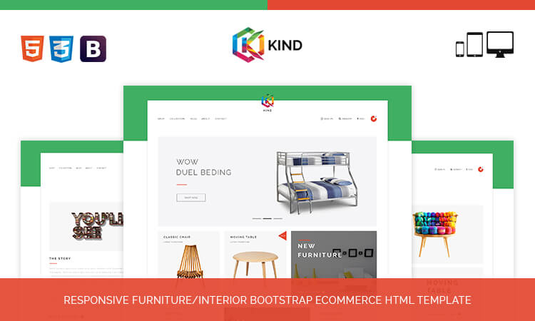 Kind Responsive Furniture Interior Bootstrap Ecommerce Html Template Themetidy