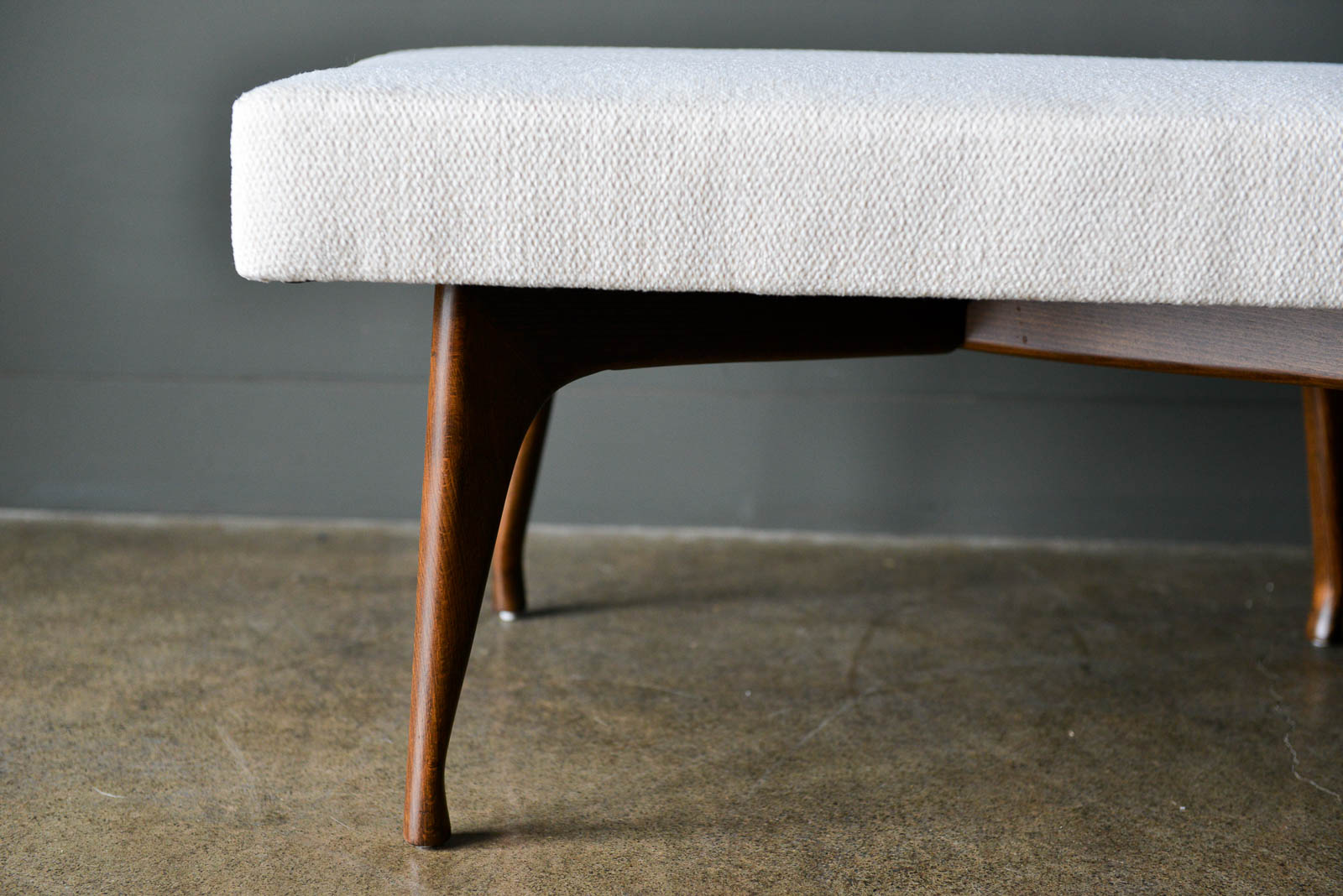 MidCentury Modern Walnut X Base Upholstered Bench or Footstool