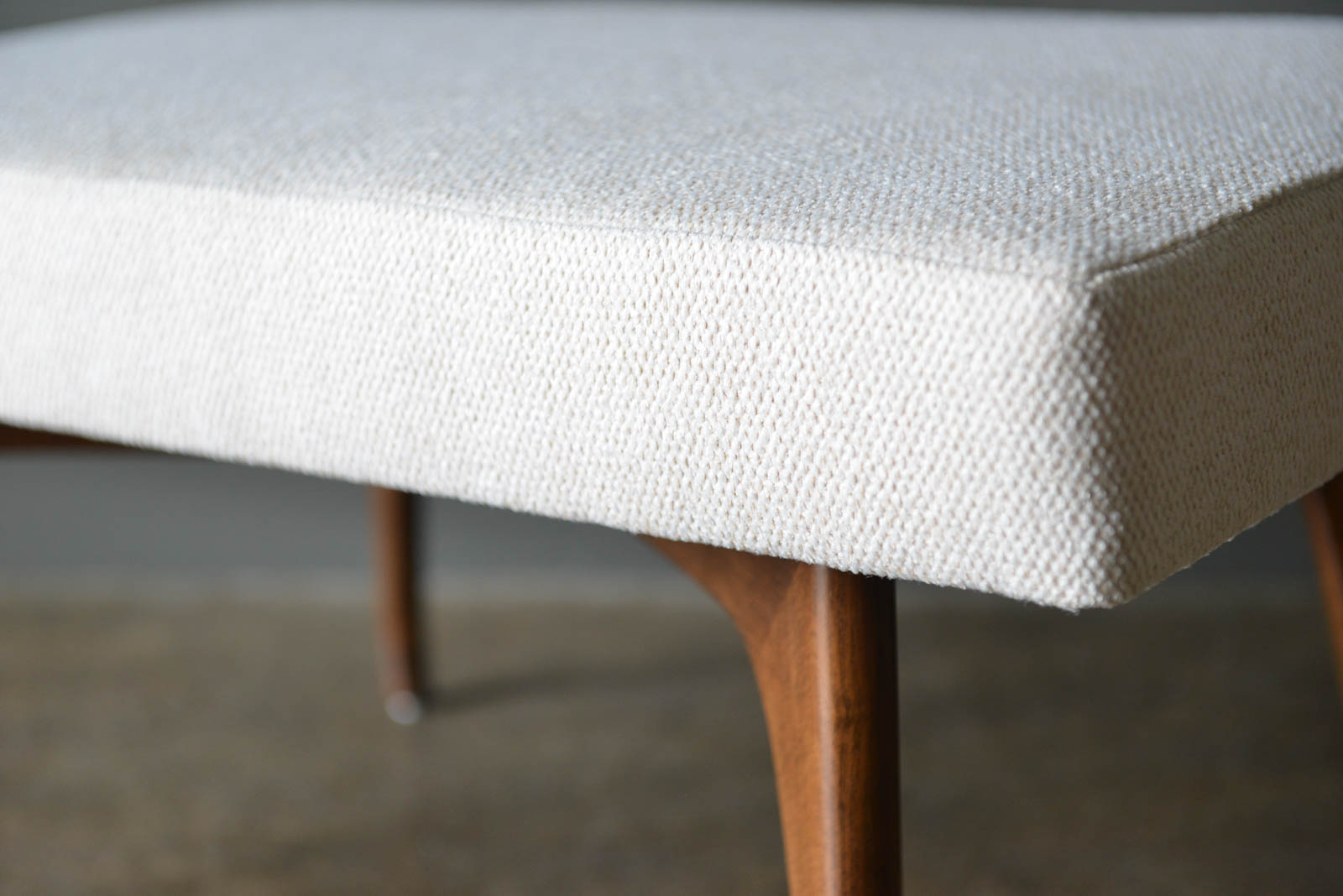 MidCentury Modern Walnut X Base Upholstered Bench or Footstool