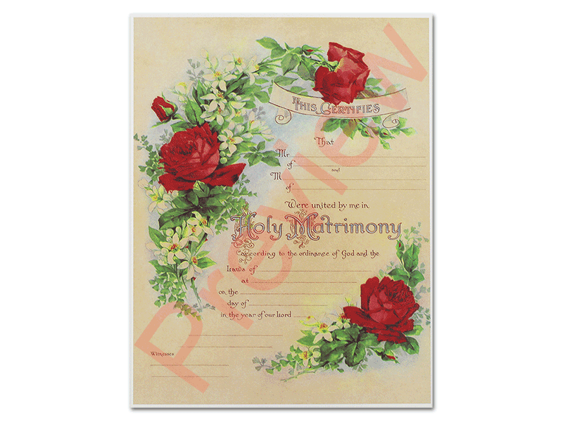 Fancy Floral Certificate (Red Rose) Universal Life Church