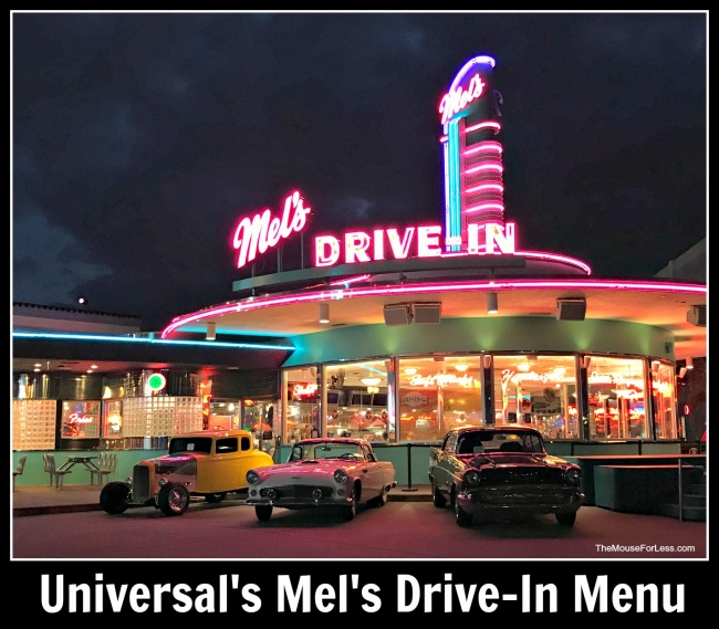 Mel's DriveIn Menu Universal Studios Florida at Universal Orlando