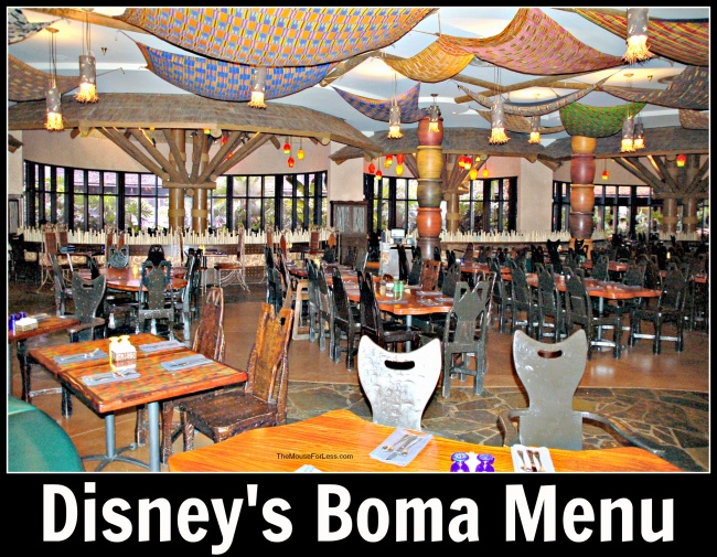 Boma Flavors of Africa Menu Disney's Animal Kingdom Lodge