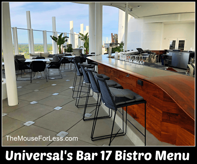 2024 Bar 17 Bistro Menu Universal's Aventura Hotel