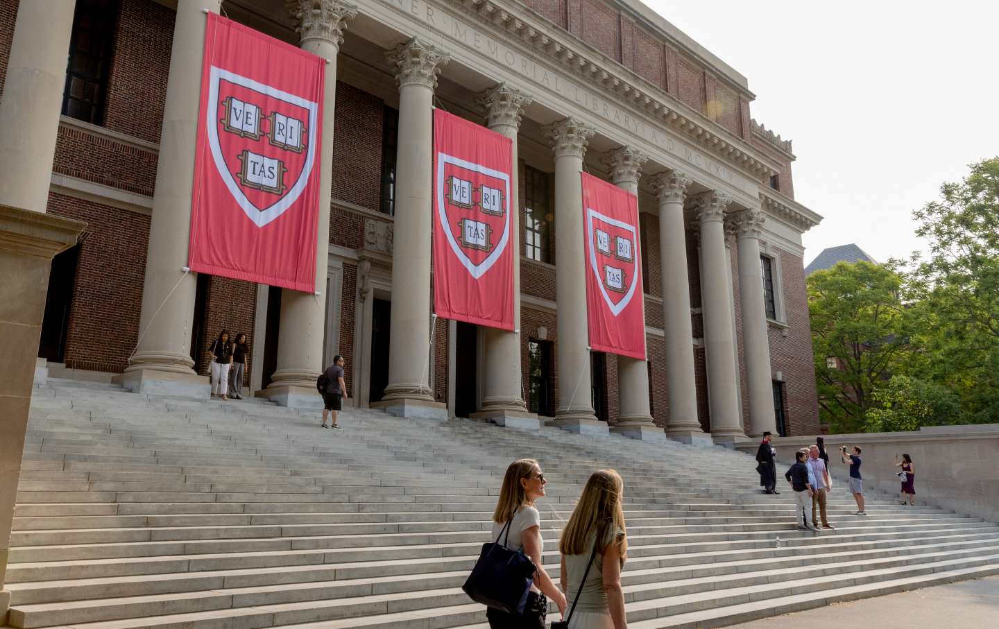 The Widener Library on the Harvard Campus in Cambridge, Massachusetts.