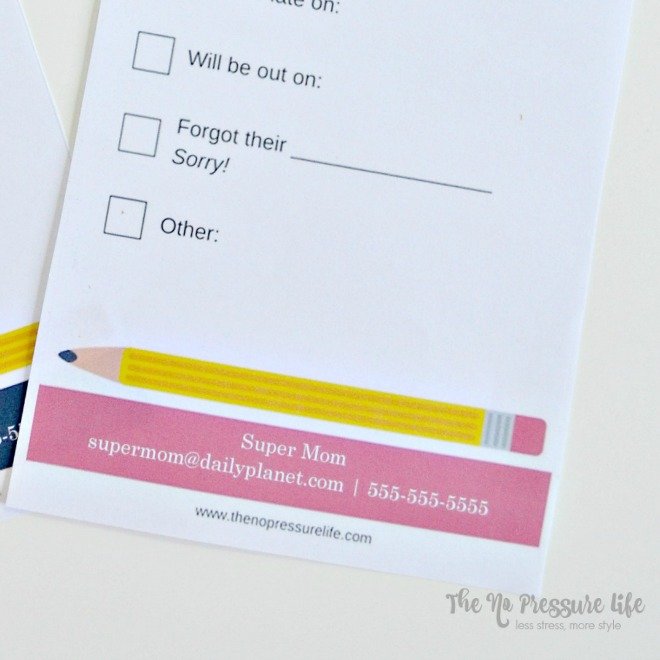 Notes for the Teacher Free Printable Stationery