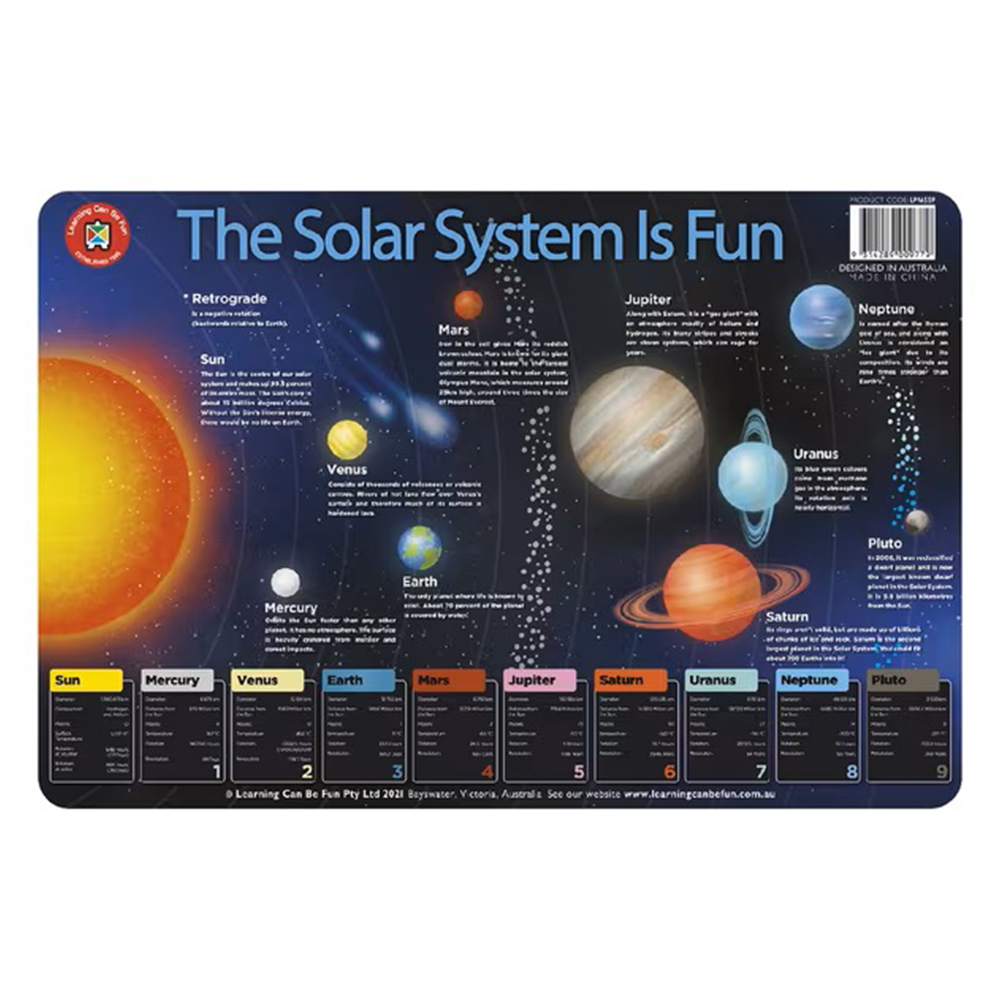 Learning Can Be Fun The Solar System Is Fun Placemat LPMSSP Theodist