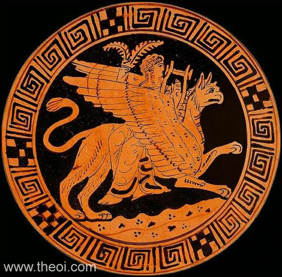 Apollo Riding Griffin Ancient Greek Vase Painting