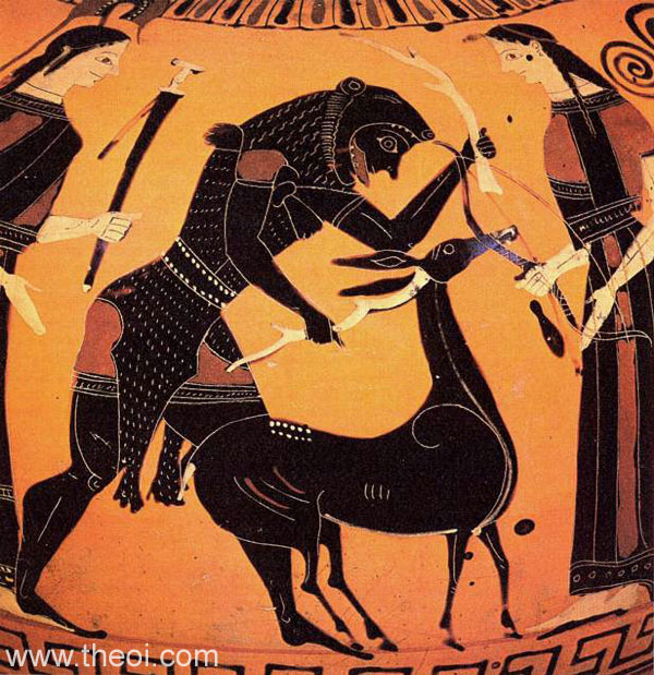 Heracles & Cerynitian Hind Ancient Greek Vase Painting