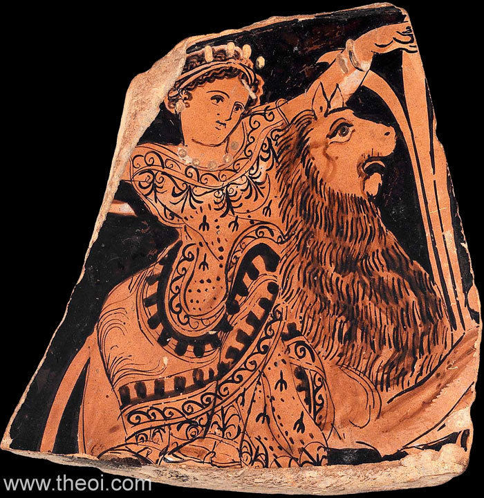 RheaCybele Riding Lion Ancient Greek Vase Painting