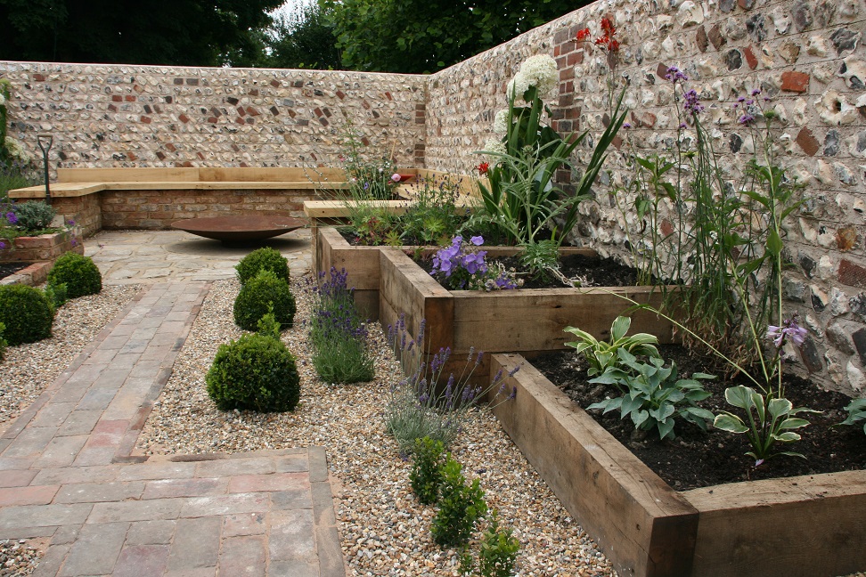 Victorian walled garden landscape design and construction,