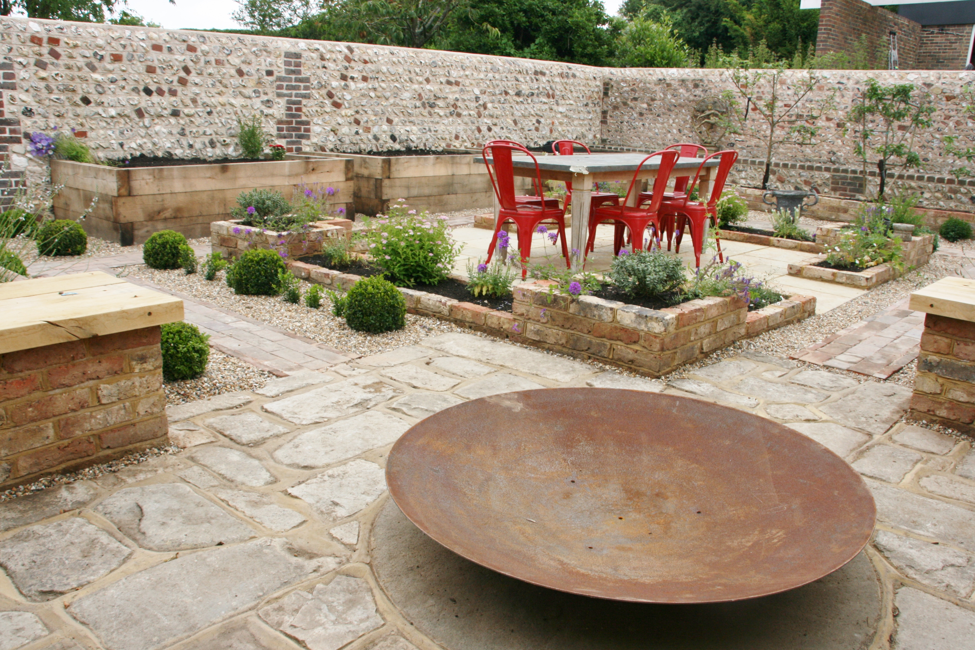 Victorian walled garden landscape design and construction,