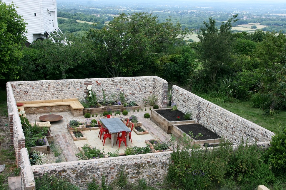 Victorian walled garden landscape design and construction,