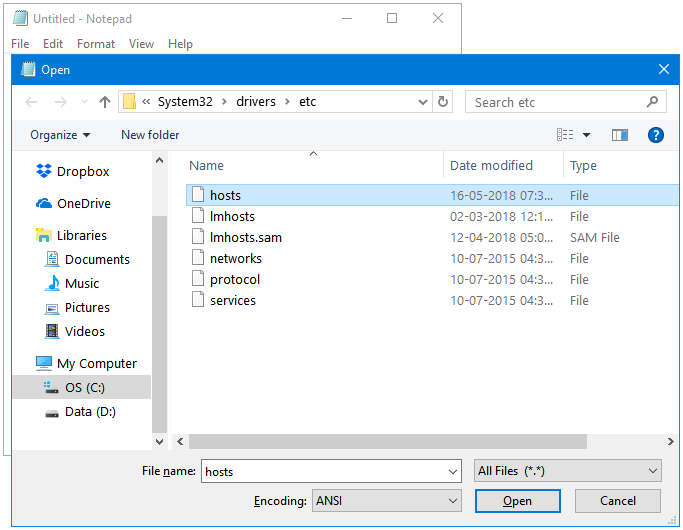 Block sites Using Hosts file in Windows 10 PCInsider