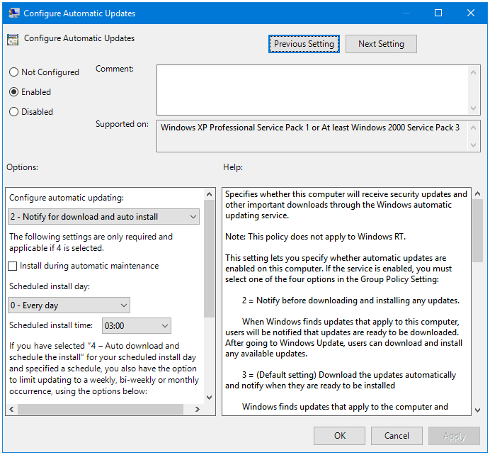 Configure Windows Updates Using Group Policy Editor (gpedit.msc