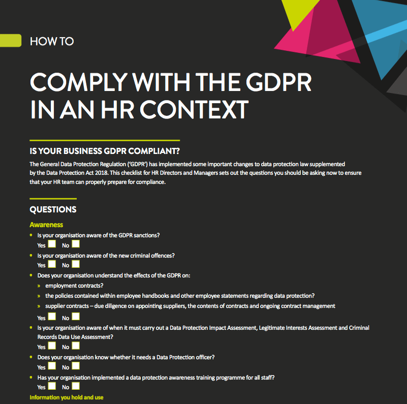 How to comply with GDPR in an HR context checklist The People Space