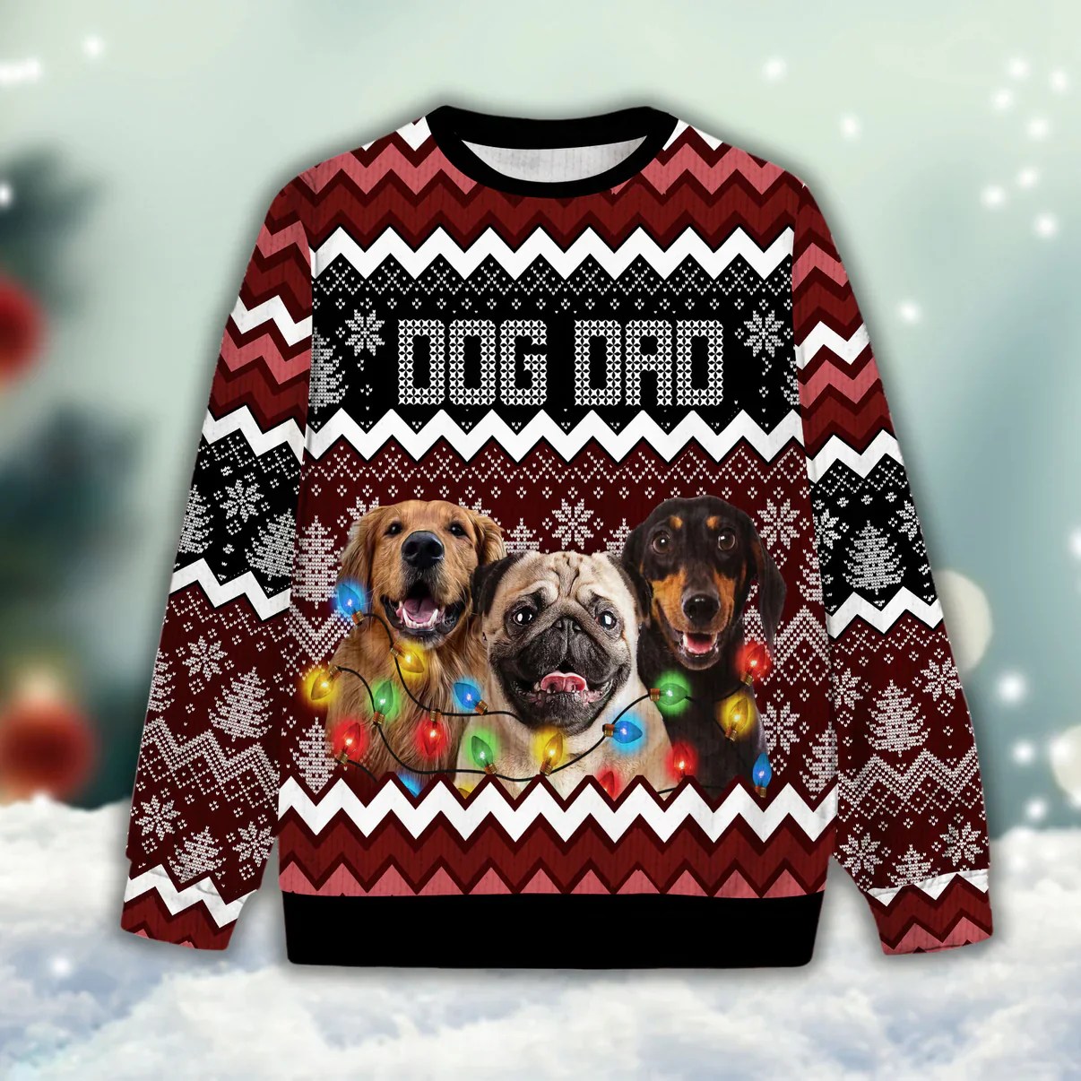 Custom Ugly Sweater Dog Dad Pet on Canvas