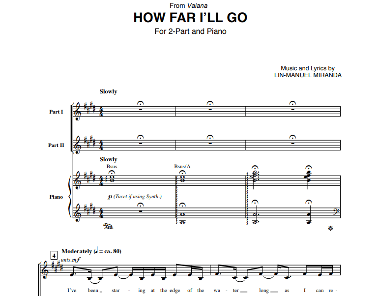Moana How Far I’ll Go Free Sheet Music PDF for Piano The Piano Notes