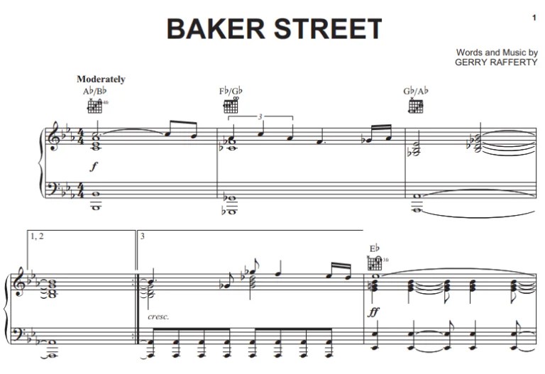 Gerry RaffertyBaker Street Free Sheet Music PDF for Piano The Piano