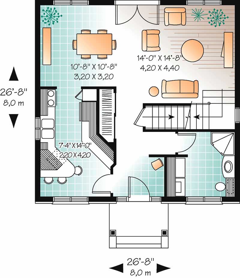 Small Colonial House Plan 3 Bedrms, 1422 Sq Ft 1261341