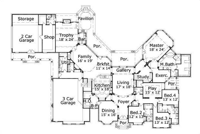 Plan of a luxury house Plan of a country house OHP20003 15247