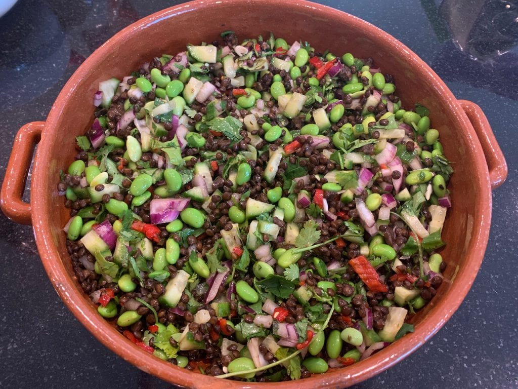 Edamame and lentil salad in a chilli, miso and soy dressing The Plant based dad