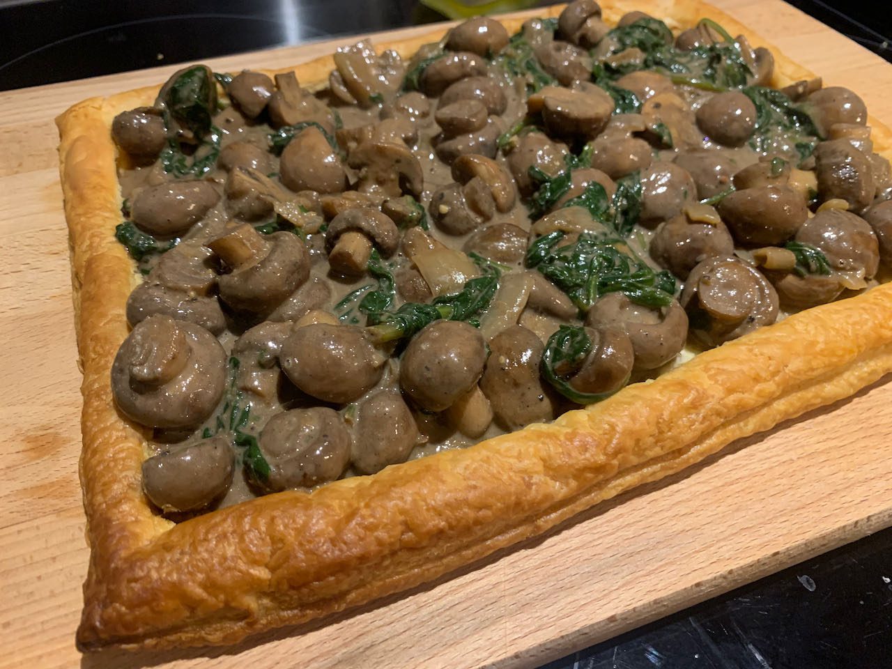 Mushroom and spinach puff pastry tart The Plant based dad