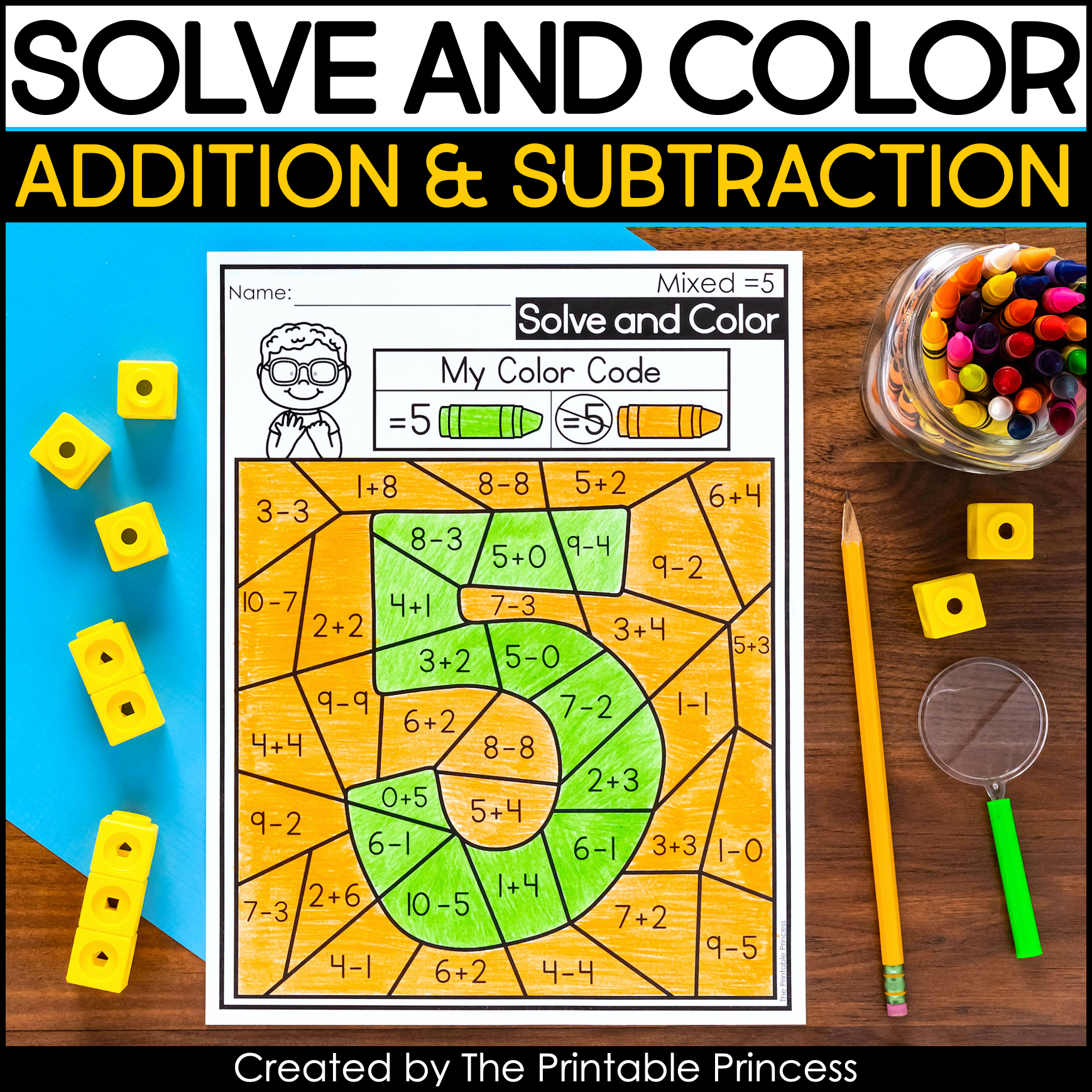 Solve and Color Addition and Subtraction Coloring Pages | The Printable