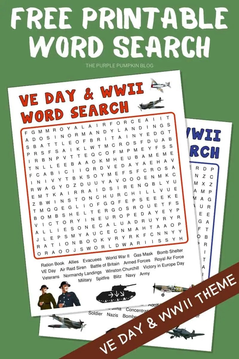 free printable world war ii ve day word search
