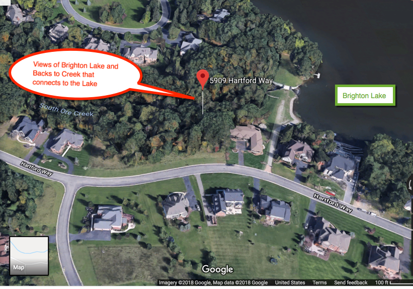 Beautiful Lake and Tree Lined Vacant Lot in Pine Creek Ridge, Brighton