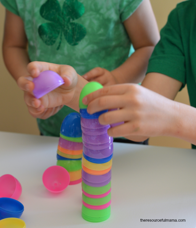 Plastic Easter Egg Towers Stem Challenge The Resourceful Mama