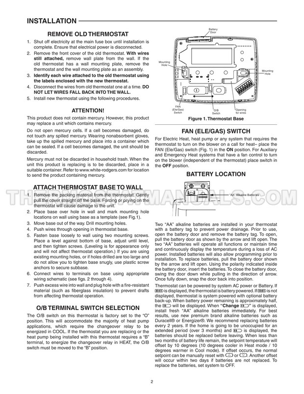 Emerson 1F890211 Blue Series 2" Thermostat Installation and Operating