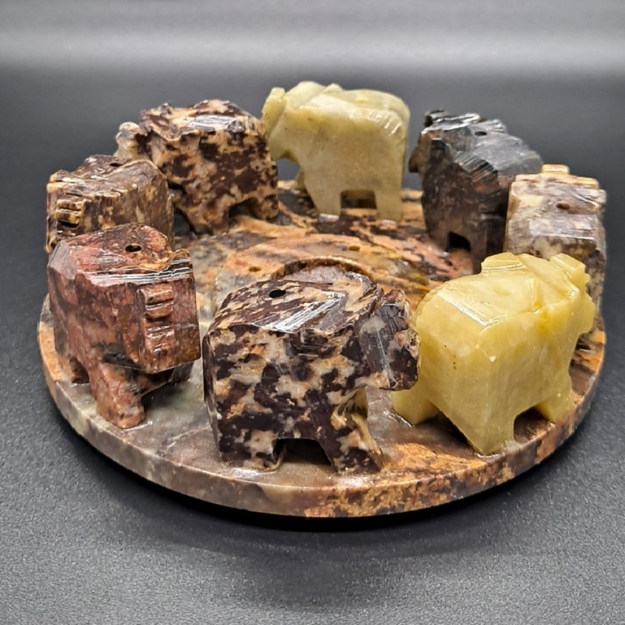 8 Elephant 4" SoapStone Ring Incense Burner Rose Lavender Store