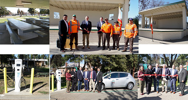City hosts Ribbon Cuttings for EV Charging Station and Sanger Park