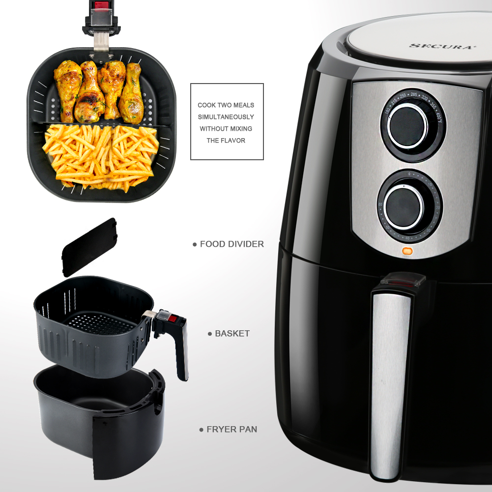 Secura Air Fryer XL 5.5 Quart 1800Watt Electric Hot Air Fryers Extra