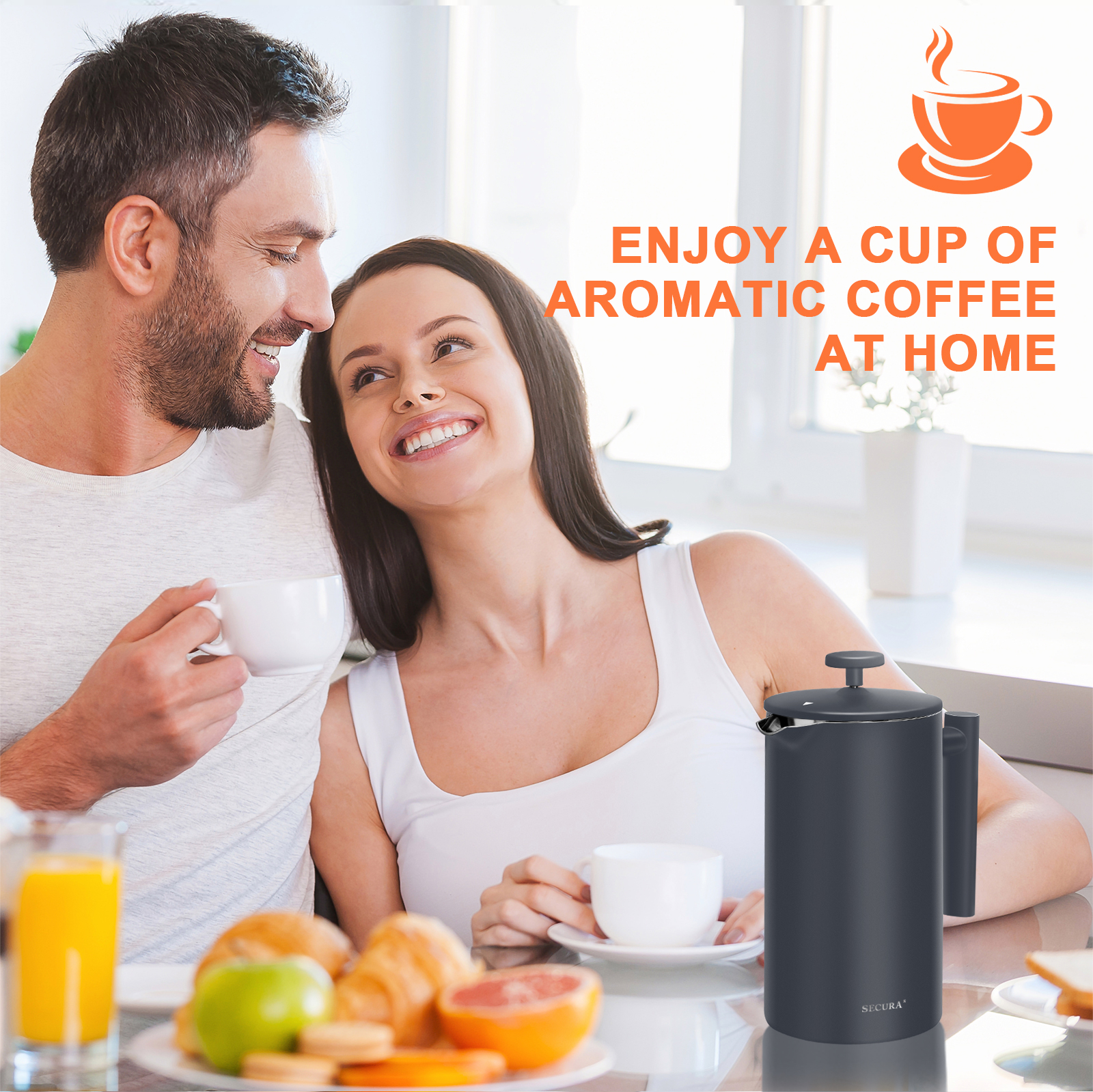 Secura French Press Coffee Maker, DoubleWall 304 Grade Stainless Steel