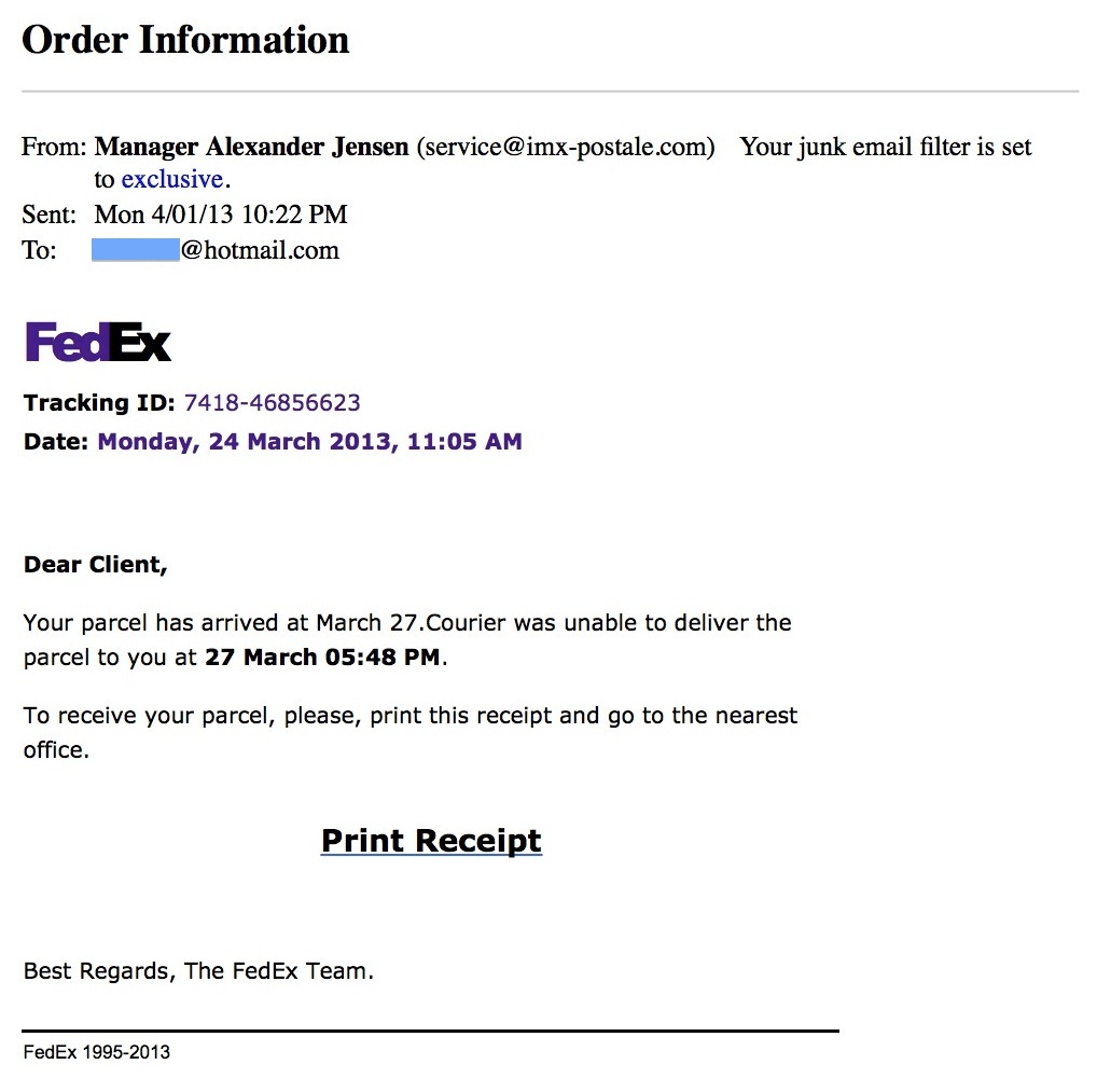 The Phishing Gallery May 2013 The Security Advocate