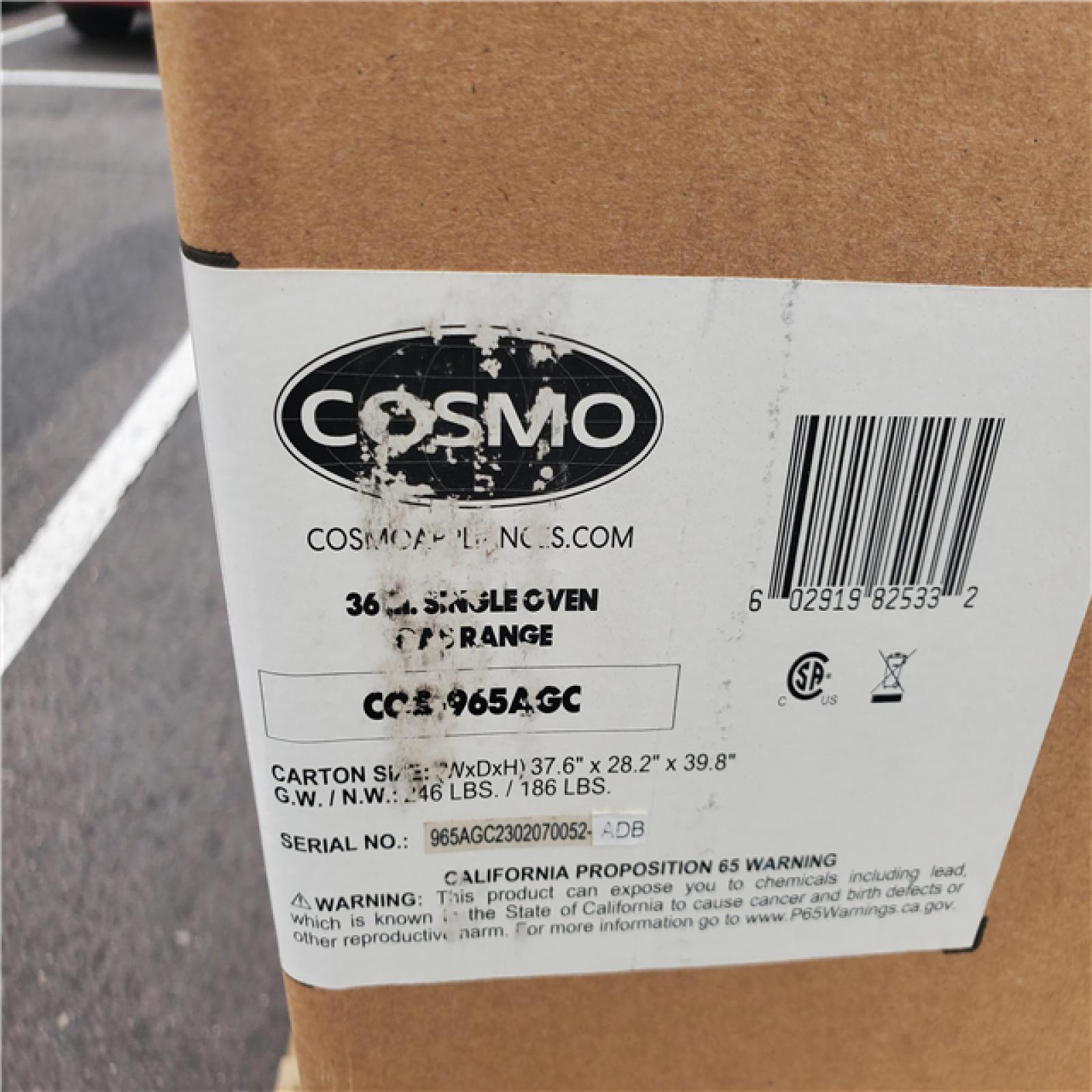 Phoenix Location NEW Cosmo 36 in. 3.8 cu. ft. Single Oven Gas Range