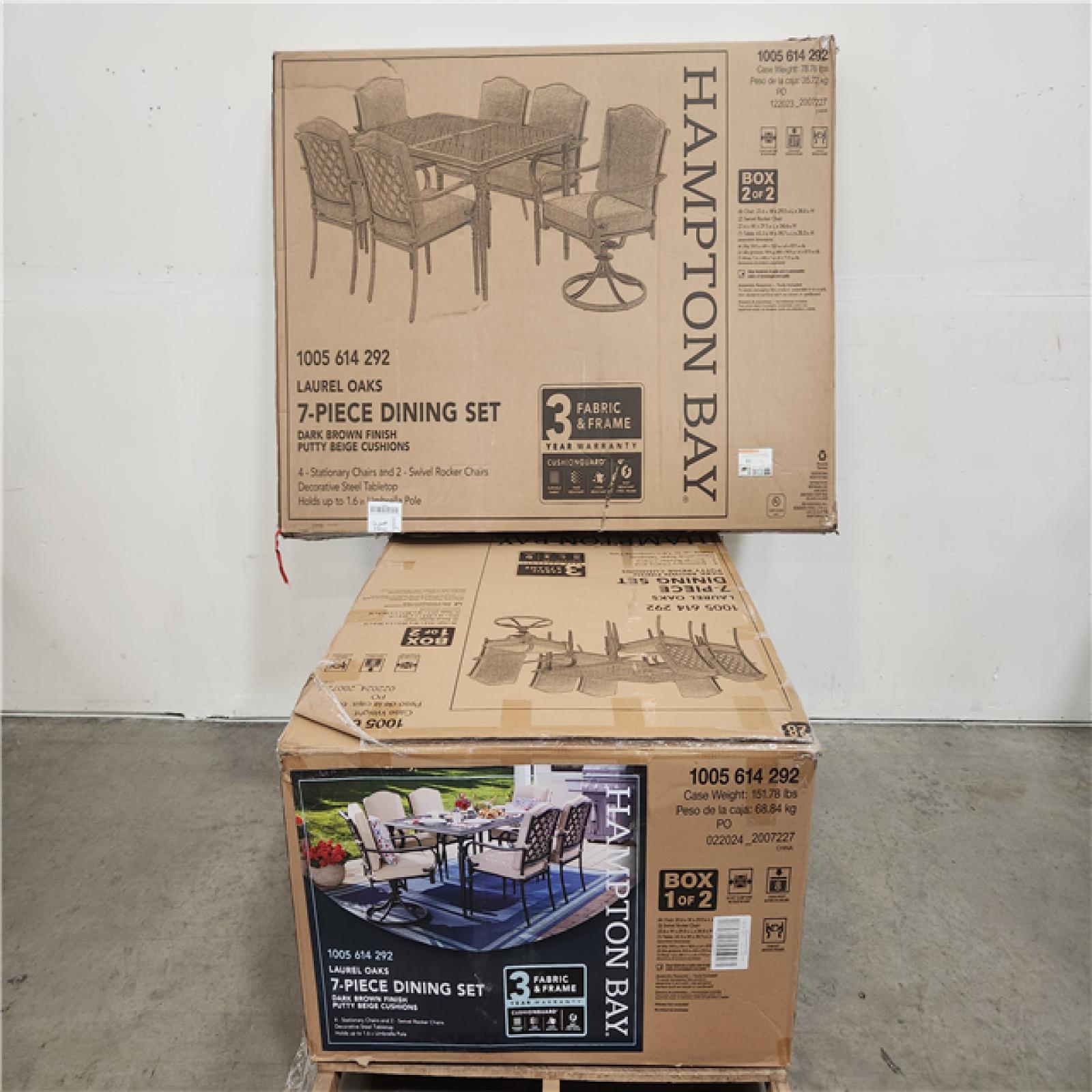 Phoenix Location NEW Hampton Bay Laurel Oaks 7Piece Brown Steel