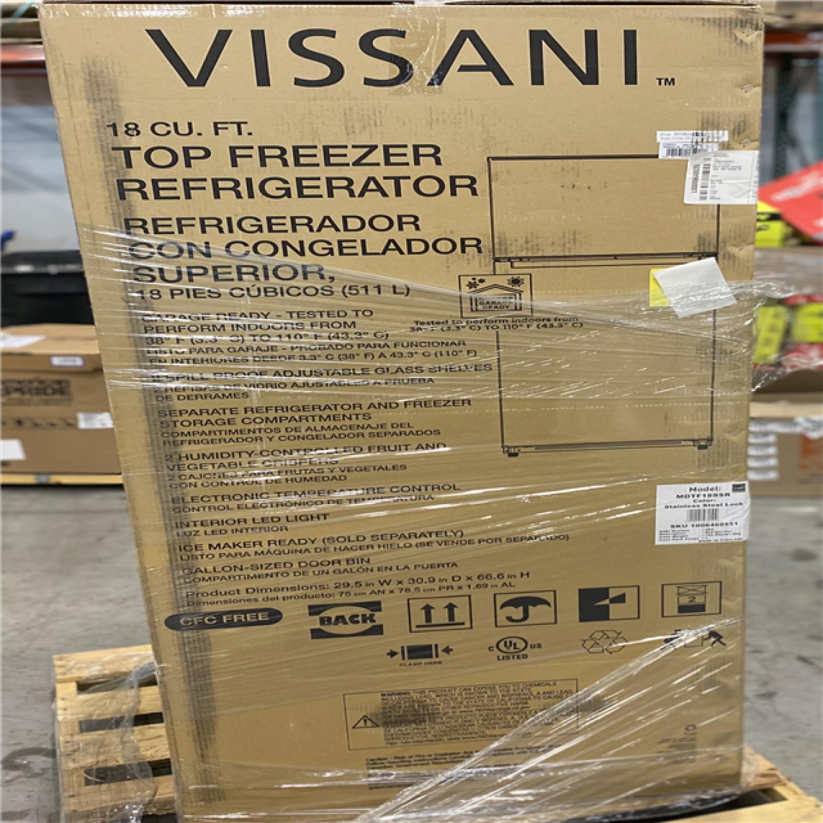 DALLAS LOCATION Vissani 18 cu. ft. Top Freezer Refrigerator in