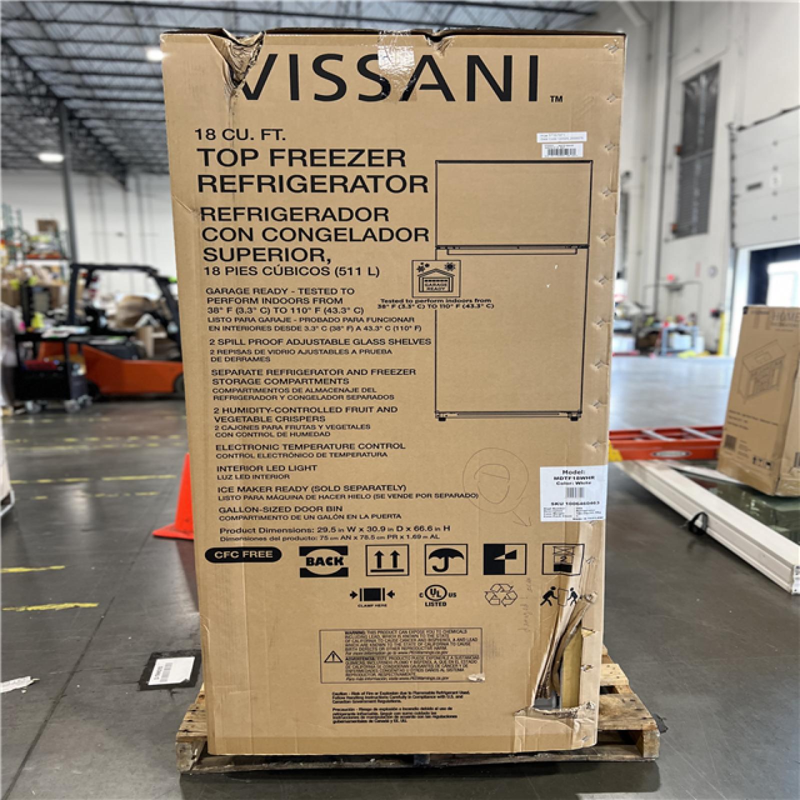 DALLAS LOCATION ASIS Vissani 18 cu. ft. Top Freezer Refrigerator