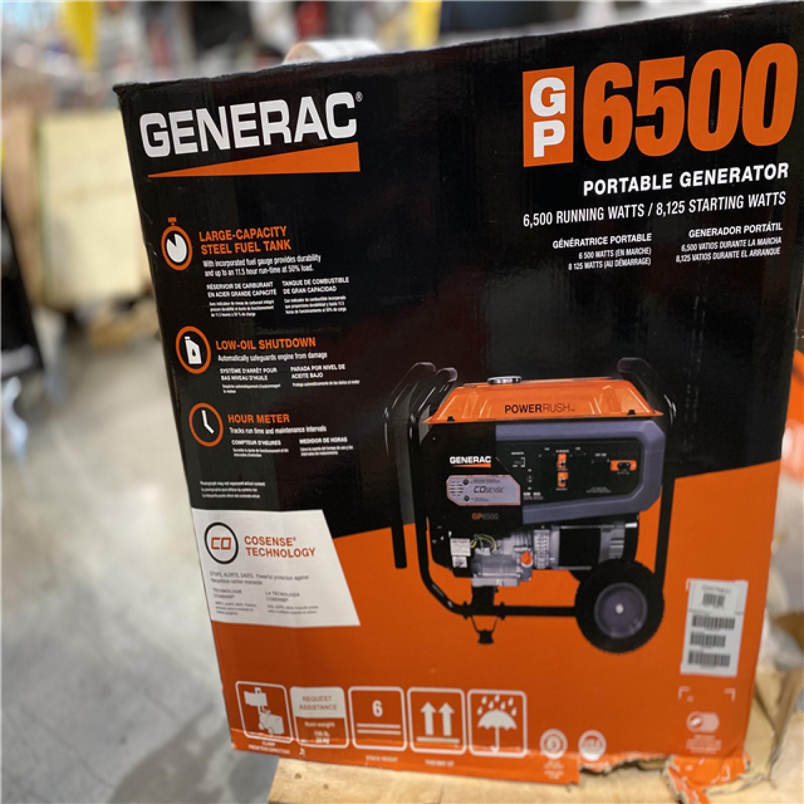NEW! GENERAC 6500Watt Manual Start GasPowered Portable Generator