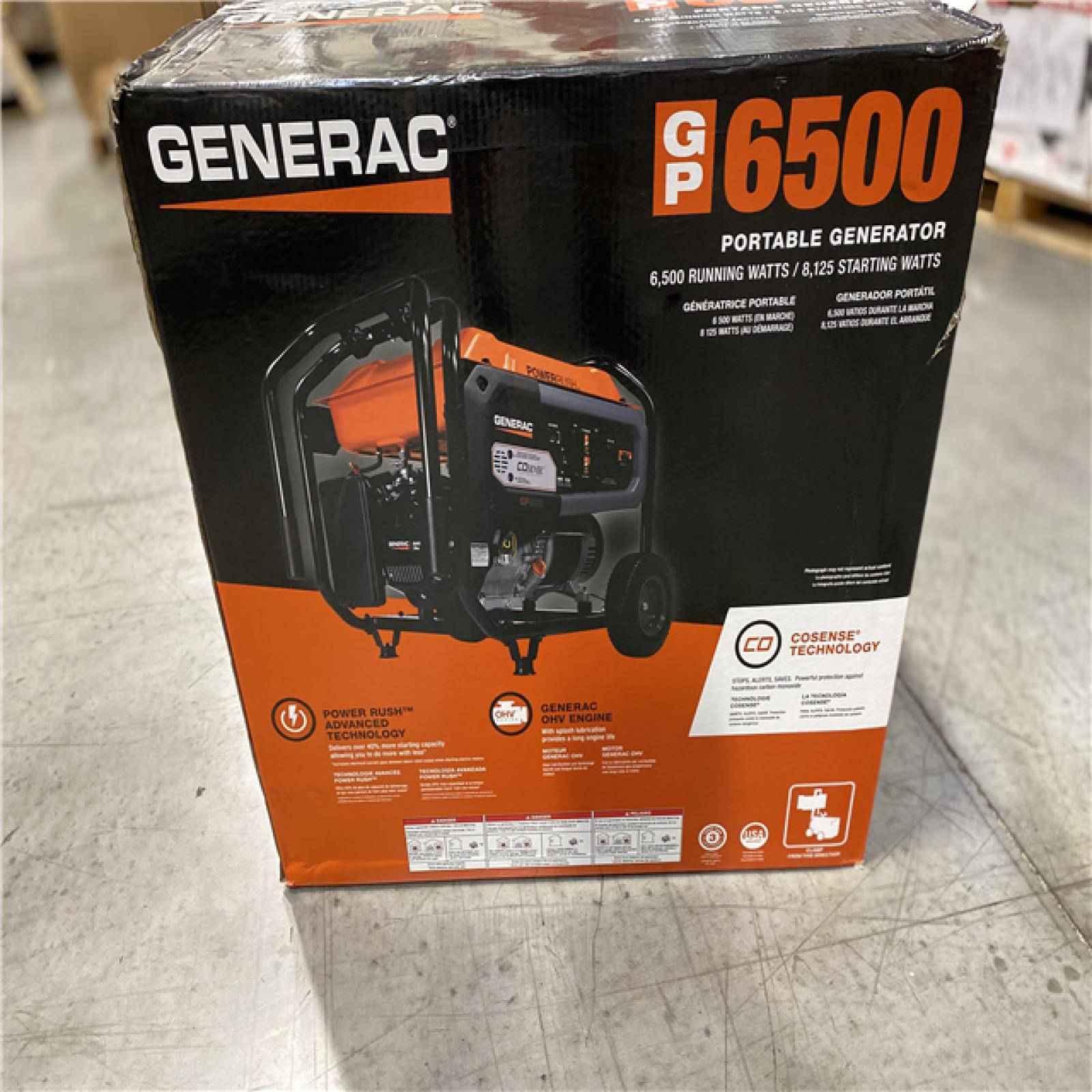 NEW! GENERAC 6500Watt Manual Start GasPowered Portable Generator