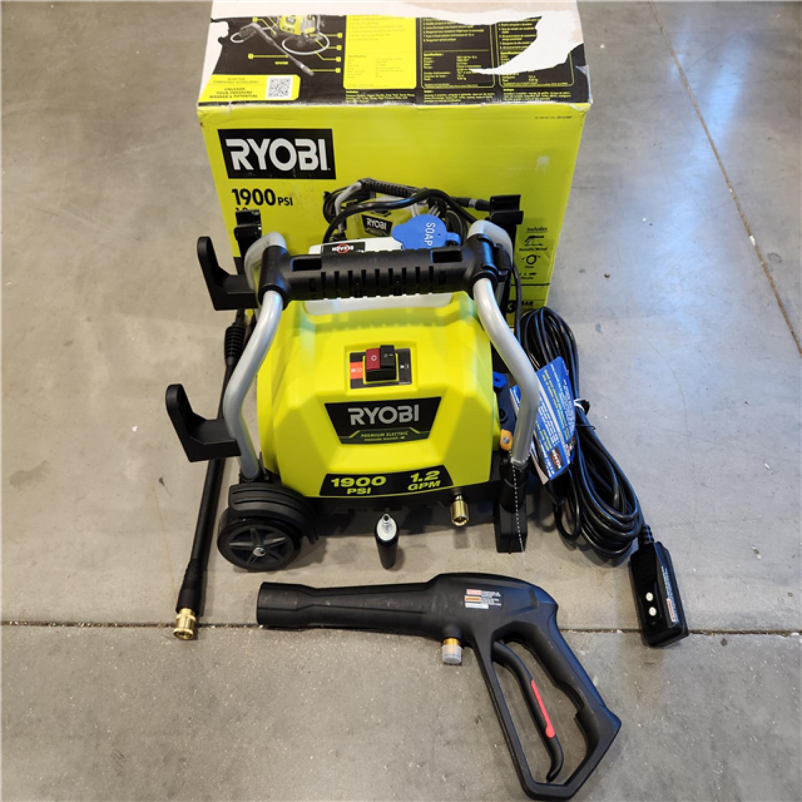 AS-IS RYOBI 1900 PSI 1.2 GPM Cold Water Wheeled Corded Electric