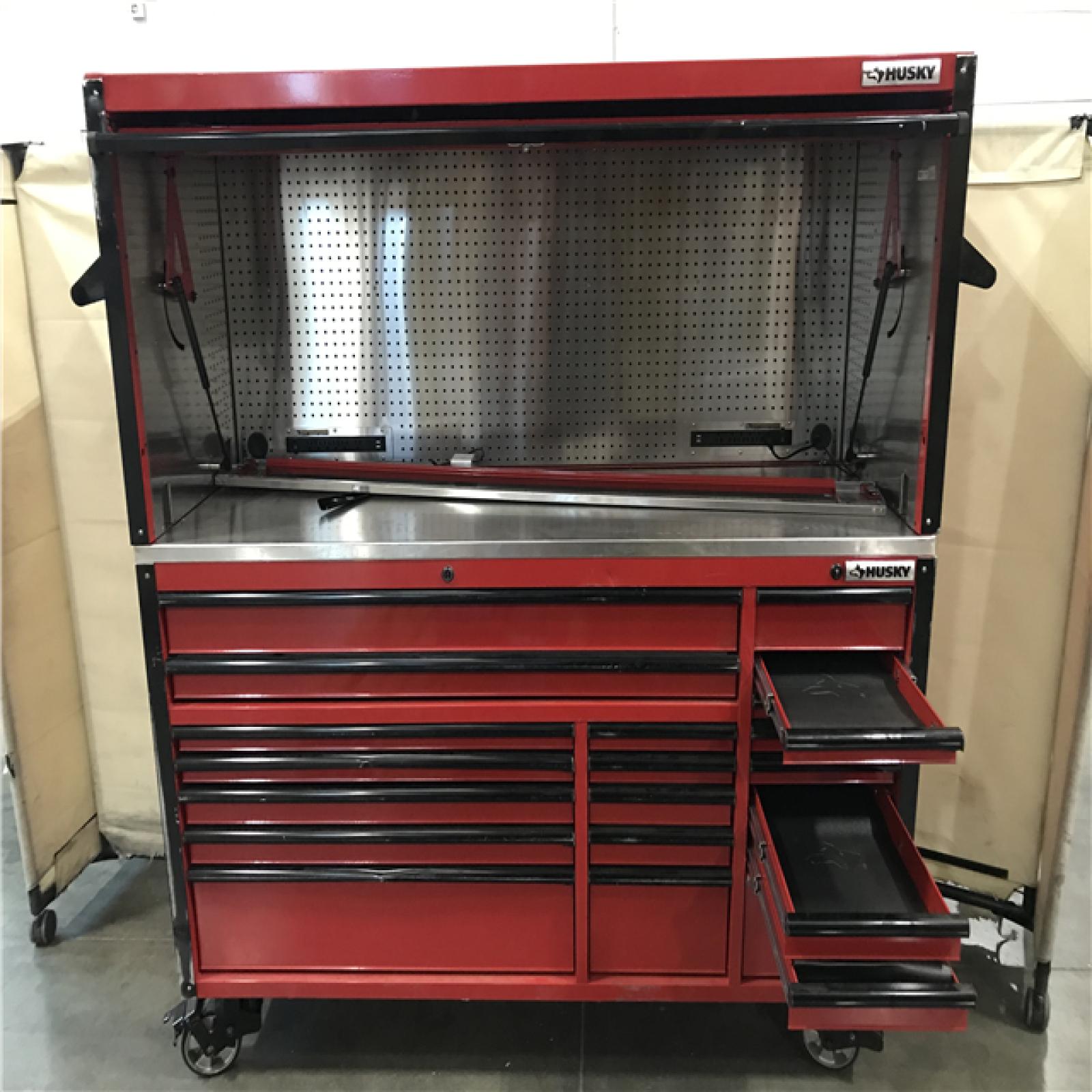 California AS-IS Husky 20-Drawer Tool Box W/ Cabinet Attachment