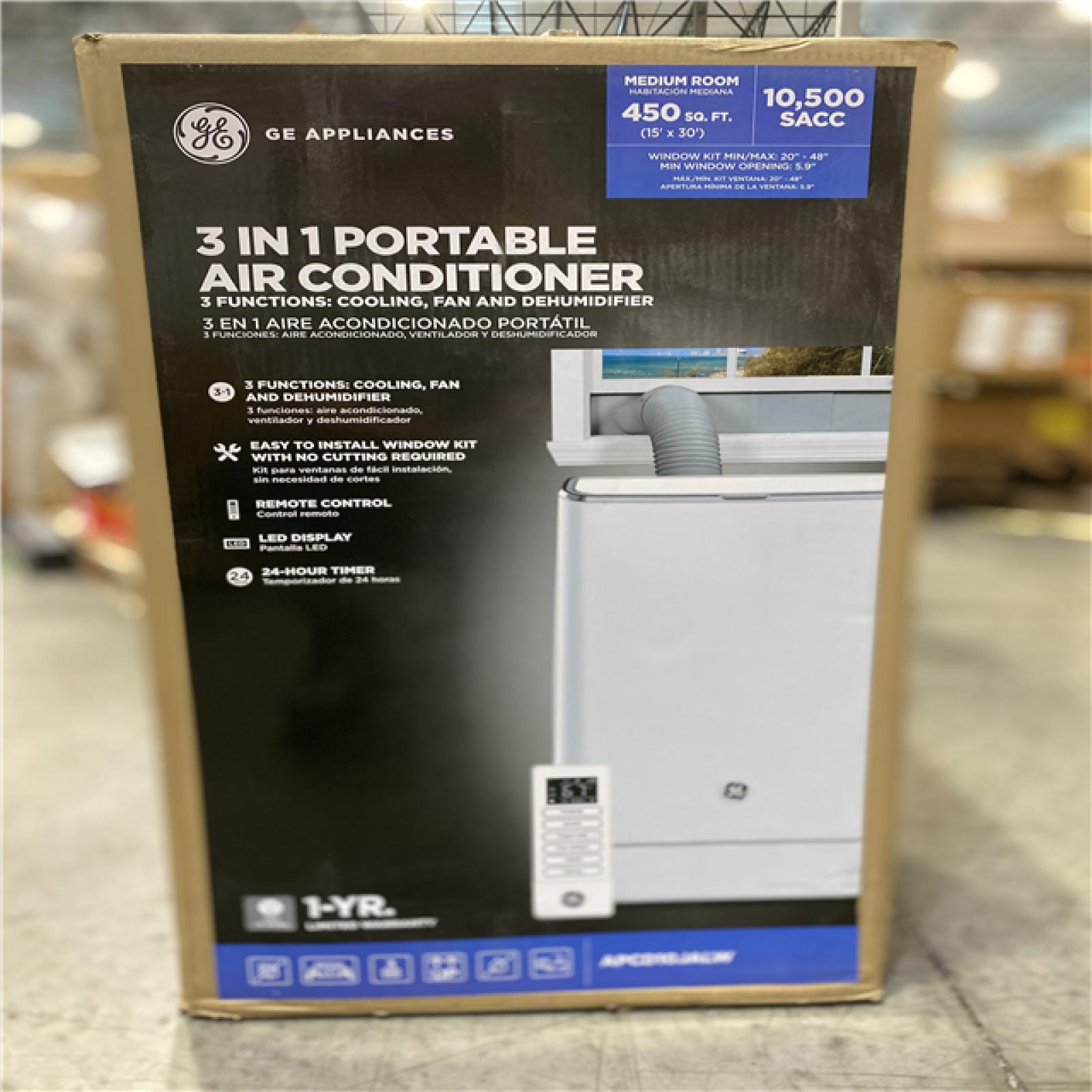 LIKE NEW! GE 10,500 BTU Portable Air Conditioner 3in1 Cools 450 Sq