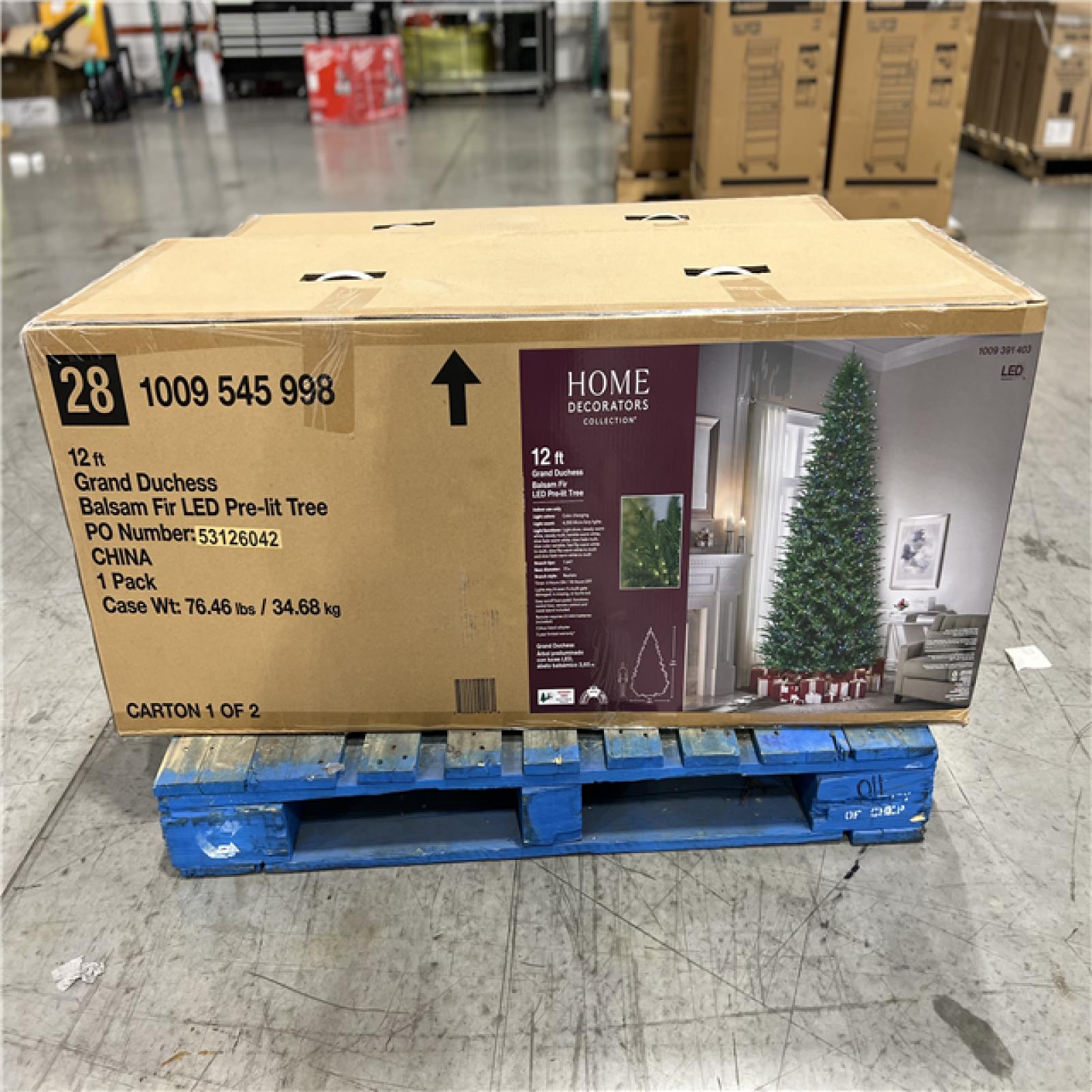 NEW! - HOME DECORATORS 12FT GRAND DUCHESS BALSAM FIR LED PRE-LIT TREE