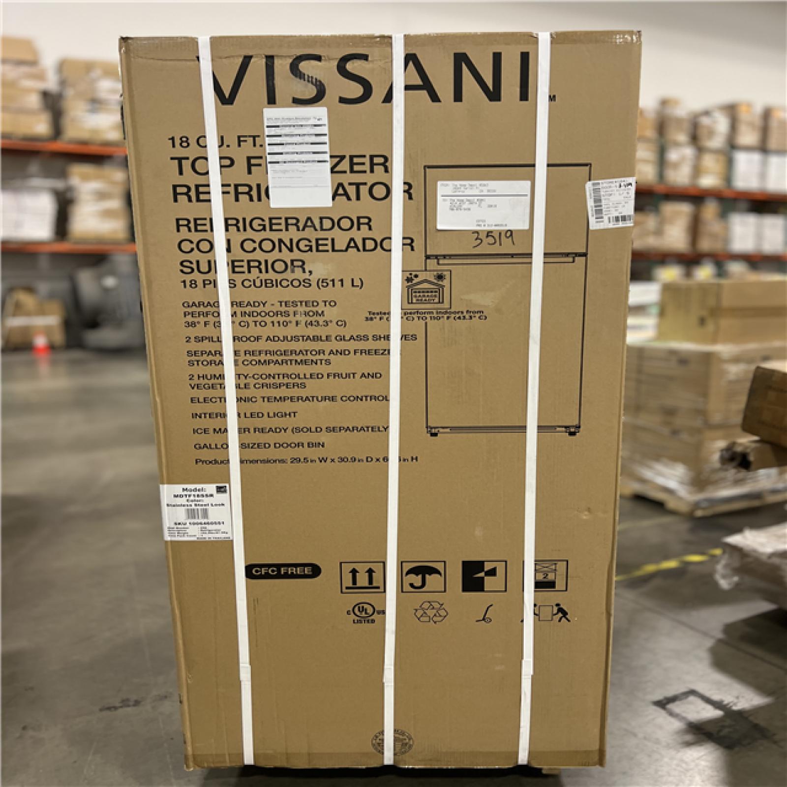 DALLAS LOCATION Vissani 18 cu. ft. Top Freezer Refrigerator in