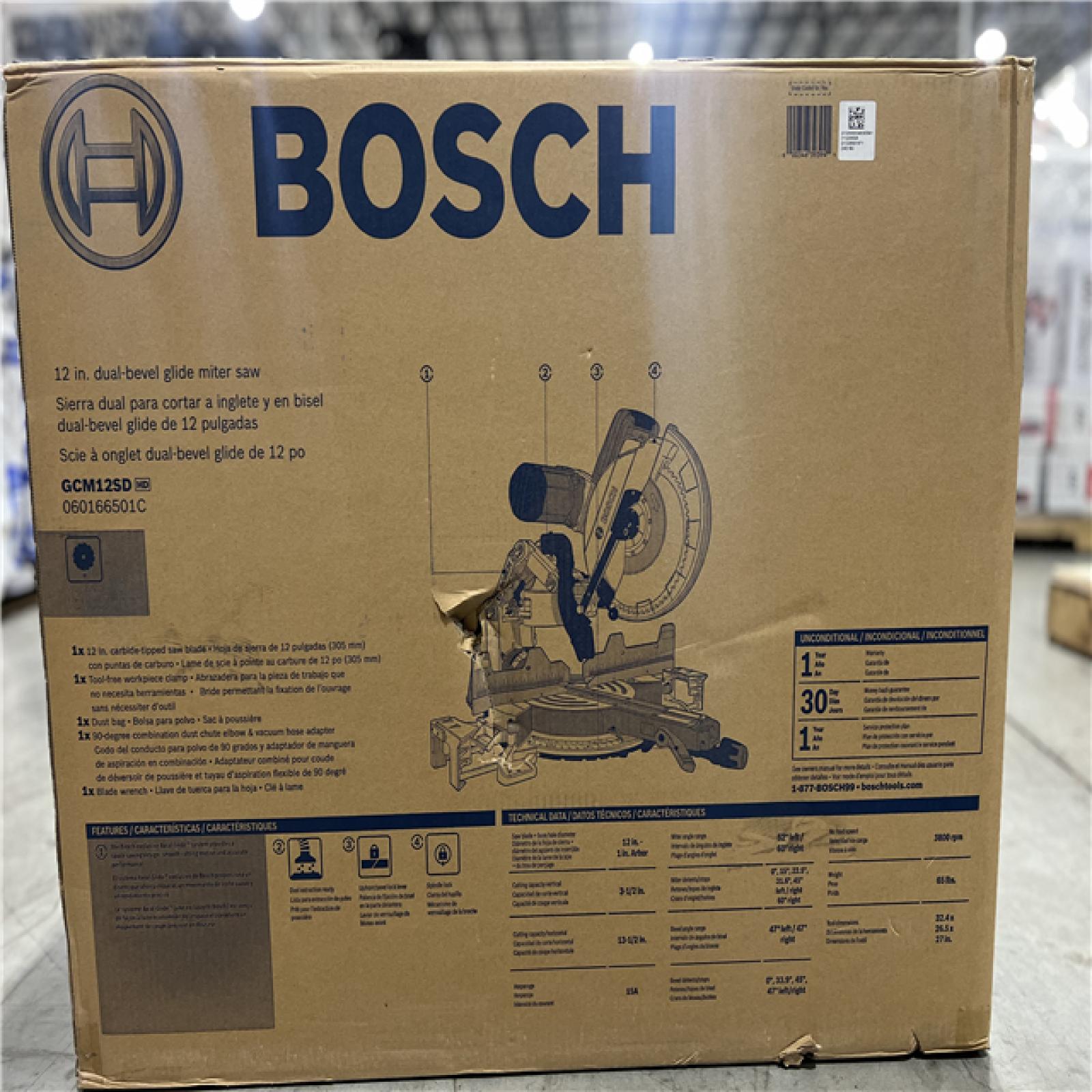 NEW! - Bosch 15 Amp 12 in. Corded Dual-Bevel Sliding Glide Miter Saw
