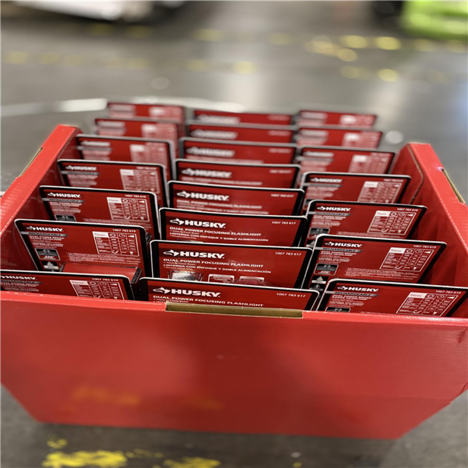 NEW! - HUSKY RECHARGEABLE FLASHLIGHT AND HEADLAMP - (22 UNITS)